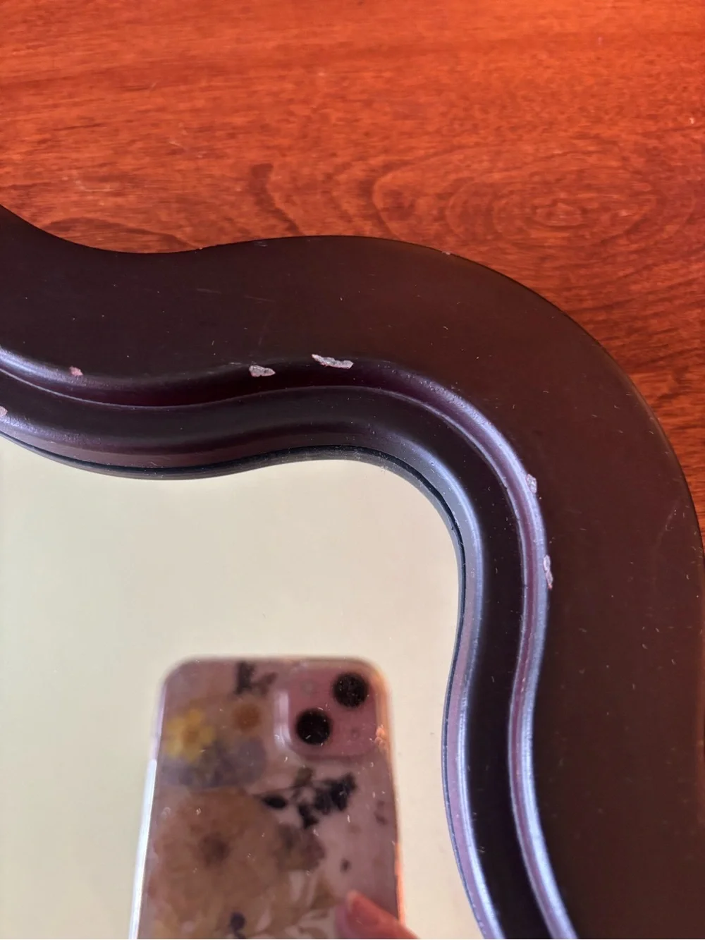 Black Wall Mirror w Minor Distressing, wood